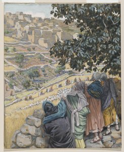 Učedníci jedí pšenici, ilustrace ze Života našeho Pána Ježíše Krista (wc přes grafit na papíře) od James Jacques Joseph Tissot