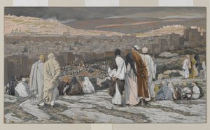 Učedníci, kteří opustili svůj úkryt, hodinky z dálky v agónii, ilustrace ze Života našeho Pána Ježíše Krista, 1886–94 (wc přes grafit na papíře) od James Jacques Joseph Tissot