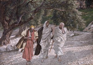 Učedníci na cestě do Emauz, ilustrace k The Life of Christ, c.1884-96 (wc & kvaš na kartonu) od James Jacques Joseph Tissot