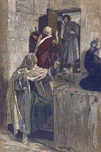 První popření svatého Petra – První popření svatého Petra – z „“Života našeho Pána Ježíše Krista““ – 1899 James Tissot – La vie de notre seigneur Jesus Christ, Jacques Joseph (Jacques Joseph) Tissot dit James Tissot (1836-1902) od James Jacques Joseph Tissot