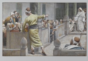 Uzdravený slepec vypráví svůj příběh Židům, ilustrace ze Života našeho Pána Ježíše Krista, 1886-96 (wc přes grafit na papíře) od James Jacques Joseph Tissot