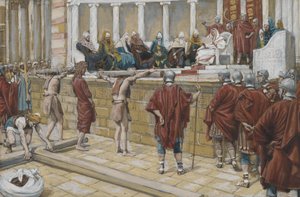 The Judgment on the Gabbatha, ilustrace ze Života našeho Pána Ježíše Krista, 1886-94 (wc přes grafit na papíře) od James Jacques Joseph Tissot