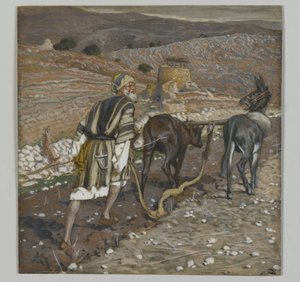 Muž u pluhu, ilustrace ze Života našeho Pána Ježíše Krista (wc přes grafit na papíře) od James Jacques Joseph Tissot