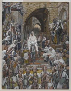 Procesí v ulicích Jeruzaléma, ilustrace ze Života našeho Pána Ježíše Krista, 1886-94 (wc přes grafit na papíře) od James Jacques Joseph Tissot