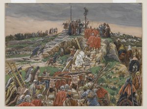 Průvod se blíží ke Kalvárii, ilustrace ze Života našeho Pána Ježíše Krista, 1886-94 (wc přes grafit na papíře) od James Jacques Joseph Tissot