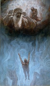 The Rich Man in Hell, ilustrace pro The Life of Christ, c.1886-94 (wc & kvaš na kartonu) od James Jacques Joseph Tissot