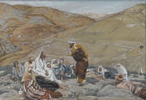 Písař stál, aby pokoušel Ježíše, ilustrace ze Života našeho Pána Ježíše Krista, 1886-94 (wc přes grafit na papíře) od James Jacques Joseph Tissot
