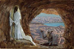 The Temptation in the Wilderness, ilustrace pro The Life of Christ, c.1886-94 (wc & kvaš na kartonu) od James Jacques Joseph Tissot