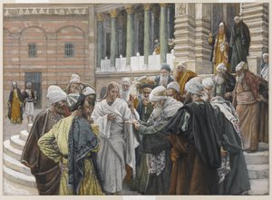 The Tribute Money, ilustrace ze Života našeho Pána Ježíše Krista, 1886-94 (wc přes grafit na papíře) od James Jacques Joseph Tissot