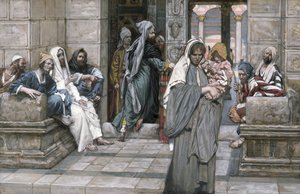The Widows Mite, ilustrace pro The Life of Christ, c.1884-96 (wc & kvaš na kartonu) od James Jacques Joseph Tissot
