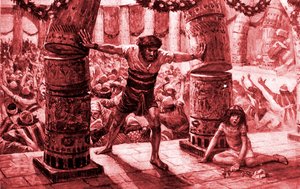 Samson položí sloupy od Tissot - Bible