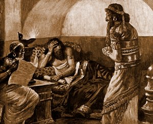 Letopisy se čtou Ahasverovi – Bible od James Jacques Joseph after Tissot