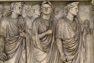 Ara Pacis Augustae, volně stojící oltář skupiny vdov, soudců, kněží... od James L Stanfield