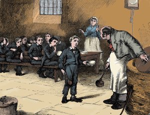 Scéna z Olivera Twista od Charlese Dickense, 1836