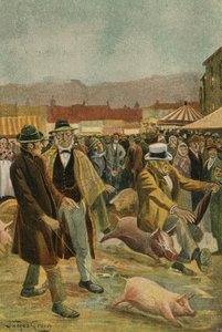 Irský veletrh prasat (barevná litografie) od James McGavin Greig