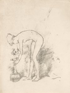 Nahá modelka aranžování květin od James Abbott McNeill Whistler