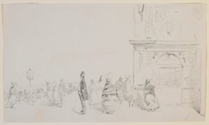 Skupina postav na promenádě od James Abbott McNeill Whistler