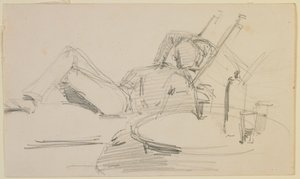 Muž ležící na posteli od James Abbott McNeill Whistler