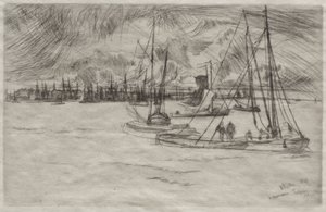 Amsterdam z pohledu Tolhuisu od James McNeill Whistler