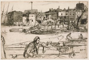 Přístaviště černých lvů, ze souboru Temže (Série šestnácti leptů scén na Temži a dalších témat) od James Abbott McNeill Whistler