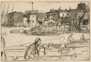 Přístaviště černých lvů, ze souboru Temže (Série šestnácti leptů scén na Temži a dalších témat) od James Abbott McNeill Whistler
