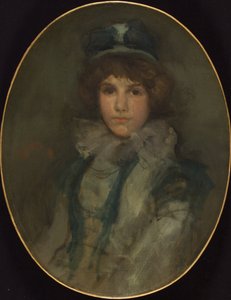 Modrá a korálová:  „The Little Blue Bonnet“ od James McNeill Whistler