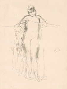 Model se závěsem, stojící od James McNeill Whistler