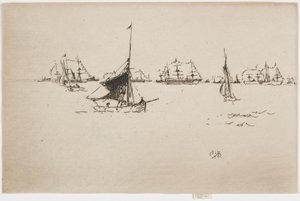 Flotila Jejího Veličenstva: Večer od James Abbott McNeill Whistler