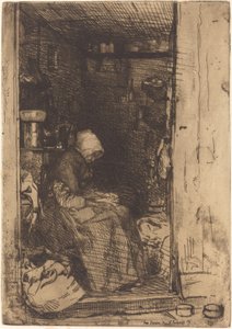 Stará žena s hadry od James Abbott McNeill Whistler