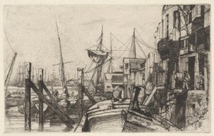Limehouse, ze souboru Temže (Série šestnácti leptů scén na Temži a dalších témat) od James Abbott McNeill Whistler