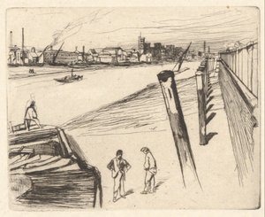Millbank, ze souboru Temže (Série šestnácti leptů scén na Temži a dalších témat) od James Abbott McNeill Whistler