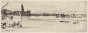 Starý Westminsterský most, z Temže Set (Série šestnácti leptů scén na Temži a dalších témat) od James Abbott McNeill Whistler