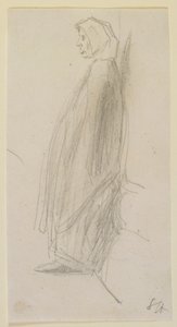 Profilový náčrt staré ženy stojící od James Abbott McNeill Whistler