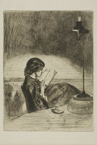 Čtení Lamplight od James Abbott McNeill Whistler