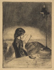 Čtení při světle lampy od James McNeill Whistler