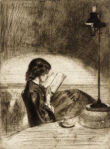 Čtení při světle lampy od James McNeill Whistler