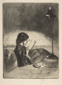 Čtení při světle lampy od James McNeill Whistler