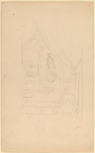 Skica portrétu paní Godwinové, když visel ve Společnosti britských umělců od James Abbott McNeill Whistler