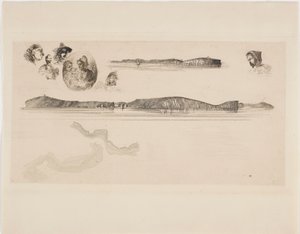 Náčrtky na desce Coast Survey Plate od James Abbott McNeill Whistler