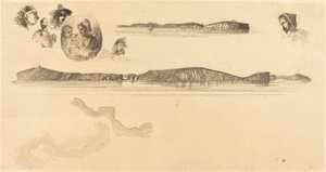 Náčrtky na desce Coast Survey Plate od James Abbott McNeill Whistler