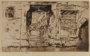 Obchod s rybami, Benátky od James Abbott McNeill Whistler