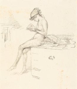 Malá nahá modelka, čtoucí od James McNeill Whistler