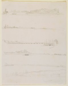 Rýn, poblíž Worms a Oppenheim od James Abbott McNeill Whistler