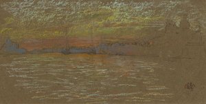 Riva – Západ slunce: Červená a zlatá od James McNeill Whistler