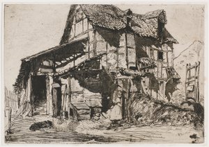 Nebezpečný činžák. Jeden z dvanácti leptů z přírody (francouzský set) od James Abbott McNeill Whistler