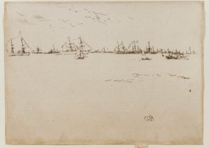 Vojenské lodě od James Abbott McNeill Whistler
