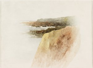 Seascape: Headland and Cliffs (akvarel a tužka na papíře)