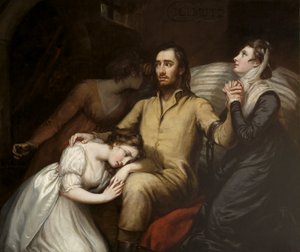 Lafayette v žaláři v Olmütz se svou ženou a dcerami, 1797