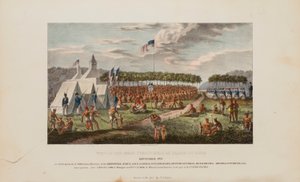 Pohled na Velkou dohodu v Prairie Du Chien, září 1825, z The Aboriginal Portfolio od James Otto Lewis