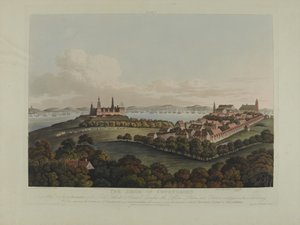 Dánsko 1807: Obléhání Kodaně, rytina Roberta Pollarda (1792-1867) a Josepha Constantina Stadlera (1780-1812) vydaná v roce 1807 (kolorovaná akvatinta)